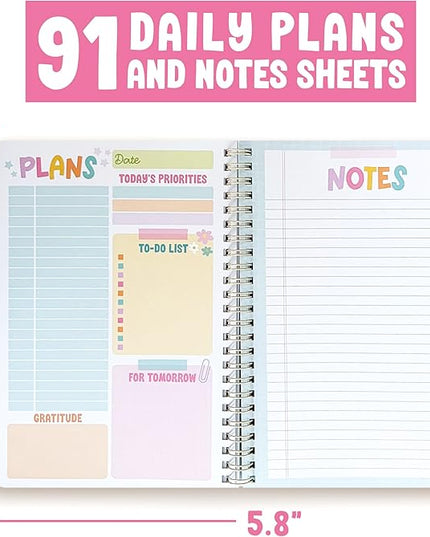 Undated Daily Planner Notebook - Undated Planner Notebooks, Daily To Do List Planners, To Do List Notebook for Work Organization, Day Schedule Planners for Kids and Adults