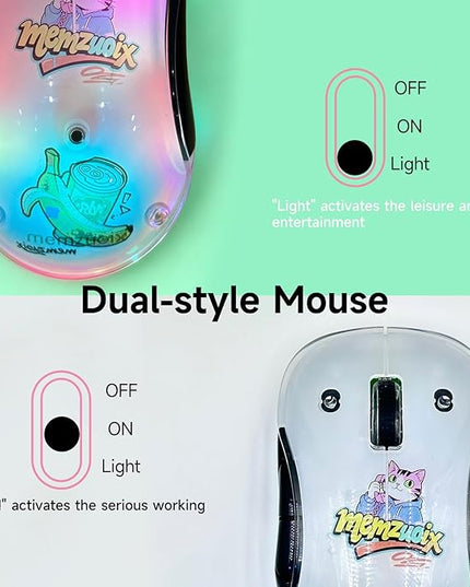memzuoix 2.4G LED Wireless Mouse, Rechargeable Ergonomic Mouse with Detachable Cover, 1200 DPI Portable Optical Computer Mouse with USB Receiver for Laptop/PC/Desktop/MacBook, 5 Buttons-with Stickers