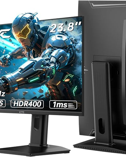 KTC 24 inch Gaming Monitor QHD 180Hz, Fast IPS 1440p Computer Monitor, Up to 185Hz, 1ms, G-Sync/FreeSync, HDR400, Height Adjustable, 2 x HDMI, 1 x DP H24T7