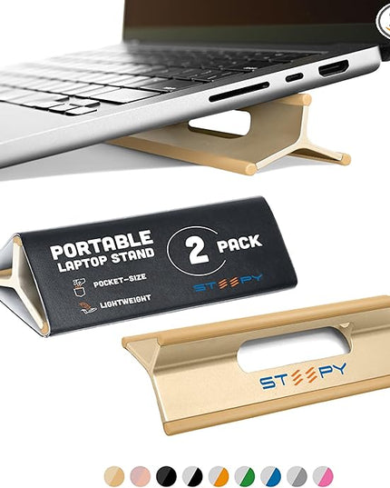 Steepy Portable Laptop Stand for Desk – Adjustable Height, & Portable Laptop Holder – Ergonomic Computer Stand for Cooling & Comfort – Slip-Proof, Sturdy Design – Universal Fit for 13-17 Inch Devices