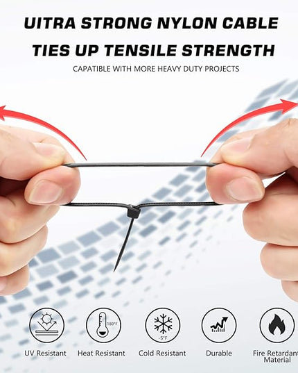 Cable Zip Ties, 250PCS Multi-Purpose Nylon Zip Ties, 4 Inch Self Locking Cable Ties,Self-Locking Wire Ties used for home, garden, garage,indoor and outdoor.Black Cable Ties