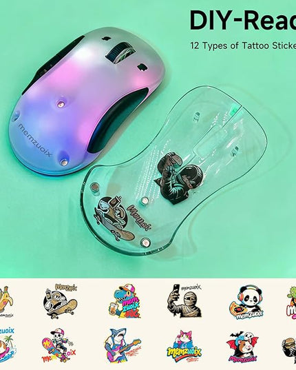memzuoix 2.4G LED Wireless Mouse, Rechargeable Ergonomic Mouse with Detachable Cover, 1200 DPI Portable Optical Computer Mouse with USB Receiver for Laptop/PC/Desktop/MacBook, 5 Buttons-with Stickers