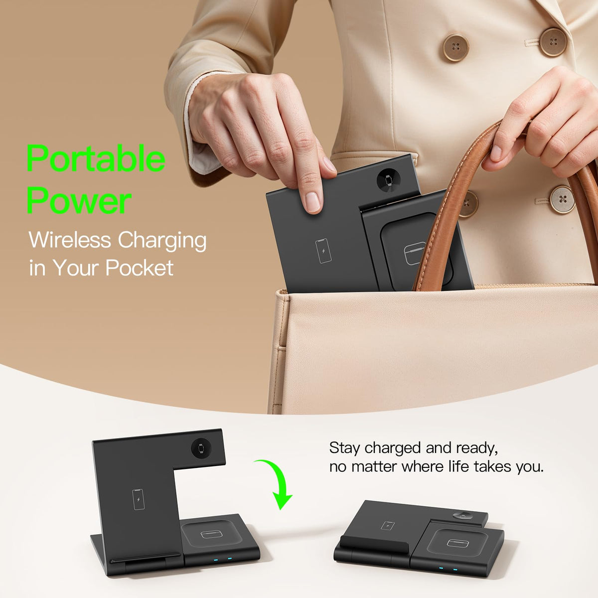 New Travel Portable Wireless Charger: for Apple Charging Station 3 in 1 Charger Stand Multiple Devices for Apple - iPhone 17 16 15 14 Pro Max 13 12 11 - Watch 2-11 SE Ultra Series - Airpods 4 3 2 Pro