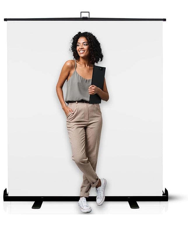 KHOMO Gear 62-Inch White Screen Backdrop – Collapsible & Portable Photography Background for Streaming, Video Calls, Zoom & Studio – Wrinkle-Resistant, High-Density Fabric, Easy Setup