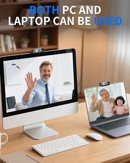 4K Webcam for PC, Full HD Video Calling, HD Light Correction, Works with Skype, Zoom, FaceTime, Hangouts, PC/Mac/Laptop/MacBook/Tablet