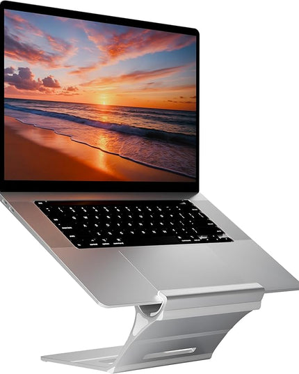 Elestoria Adjustable Laptop Stand - Fits 5 Devices, Modern Design, Tool Free Adjustment, Protective & Stable | Grey (Silver, Floating)