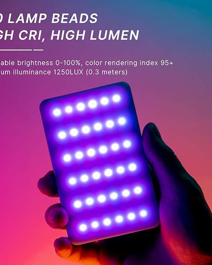 VIJIM VL120 RGB Video Light, Portable LED Camera Light Panel 0-360 Full Color, CRI 95+ 2500-9000K LED 3100mAh Rechargeable DSLR Lighting for Vlogging, Photography, Video Conference