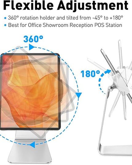 AboveTEK Elegant Tablet Stand, Aluminum iPad Stand Holder, Desktop Kiosk POS Stands for 7-15.6 inch iPad/Portable Monitor, Tablet Mount for Showcase Office Reception Countertop