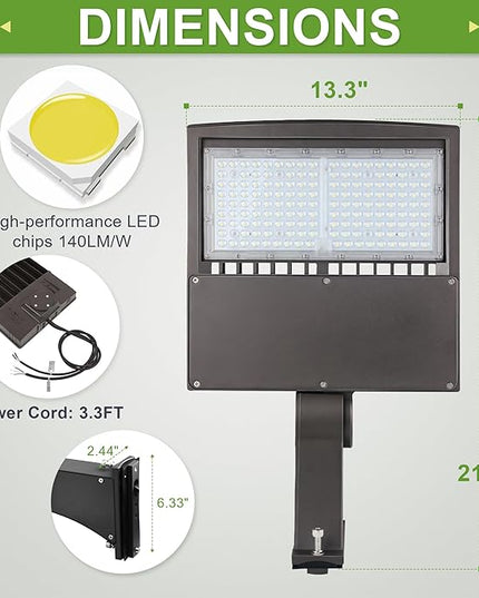 LED Flying Direct 150W LED Shoebox Lights, 20KV Surge Protector LED Parking Lot Area Lights, 450W MH Equiv. LED Street Road Lamps with Direct Arms Mount, 1-10V Dim DLC UL 5000K 100-277VAC