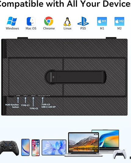 BKVOO 14" Laptop Screen Extender, Ultra-Thin Ligthweight FHD 1080P IPS Laptop Monitor Extender Dual Screen, Portable Monitor for Laptops 13-17.3" USB-C/HDMI Plug and Play for Windows/Mac/Android/PS5