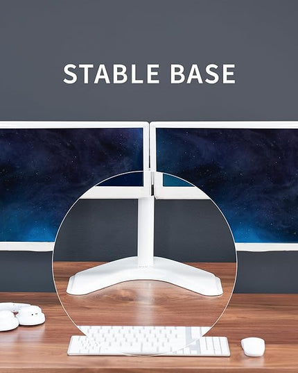 VIVO Dual LED LCD Monitor Mount, Free-Standing Desk Stand for 2 Screens up to 32 Inch, Heavy-Duty Fully Adjustable Arms with Max VESA 100x100mm, White, STAND-V032FW