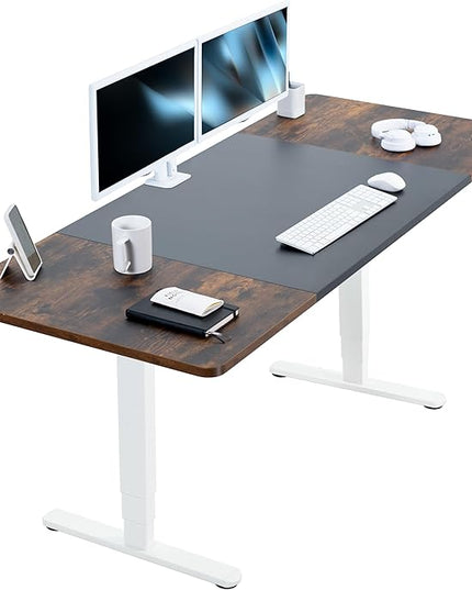 VIVO Electric 71 x 30 in Dual Motor Rustic Sit Stand Desk, Memory Height Adjustment, 2B Series, Black and Vintage Brown Top, White Frame, DESK-KIT-2W7BN