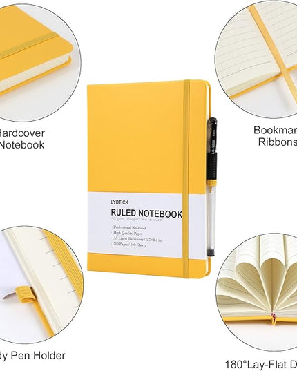 20 Pack Journals for Writing College Ruled Notebooks Journal in Bulk, Hardcover Notebooks (200Pages) for Note Talking, Lined Bullet Journals for Home School Office, 5.7"x8.4", Yellow