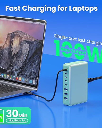 USB C Charger 300W USB C Charger Block 8-Ports GaN IV Fast Charging Station,PD 100W Laptop Charging Hub Wall Adapter Compatible with MacBook/Air,DELL,Steam Desk,iPhone 16/15/14,Galaxy S24 etc