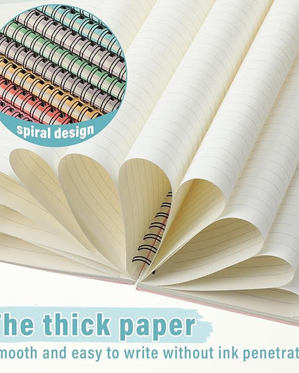 Fuutreo 12 Pcs Spiral Notebook for Work A5 8.3 x 5.7 Inch College Ruled Spiral Journal Notebook Kraft Cover Ruled Paper, 12 Color, 60 Sheets, 120 Pages for Office School(Candy Color)