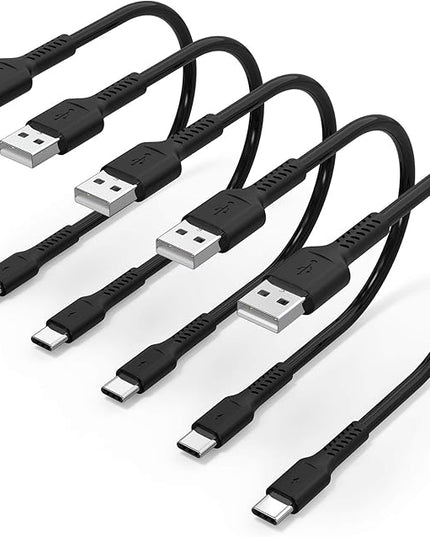 1 Foot Short USB C Cord Fast Charge 5 Pack Durable USB A to USB Type C 3A Fast Charging Cable for Charging Station Compatible with Samsung Galaxy Note 20 A20 A51 S10 S20 Plus Ultra LG Stylo K51