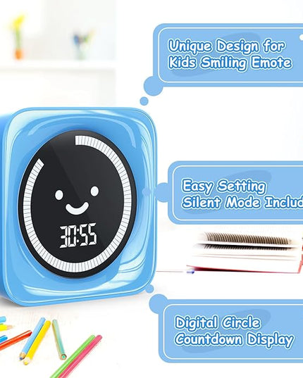 Visual Timer for Kids, 99 Minute Digital Cute Kids Visual Timer Classroom Timer for Homeschool Supplies Study Teaching Time Management Tool Countdown Count Up Timer, Blue 2Pack