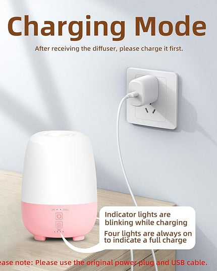 SEEDSEEL Cordless Essential Oil Diffuser 150ML, Rechargeable Battery, 7H Runtime, 7 LED Lights, Mini Portable Aromatherapy Diffuser for Home, Office, Bathroom, Travel