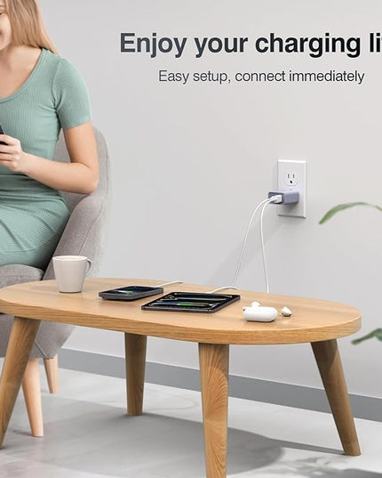[2 Pack] USB-C Wall Charger, 20W Dual Port QC+PD3.0 Power Adapter, Double Fast Plug Charging Block for Samsung Galaxy S24 S23/S23+/S23Ultra/S22/S22+/S22 FE/Note 20Ultra, iPhone 16/17 Brick Box, Purple