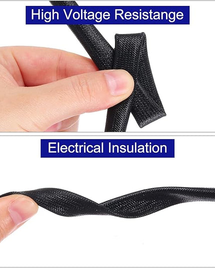 MECCANIXITY 5Pcs Wire Insulation Braid Fire Sleeve,3.28Ft-4mm ID Black, High Temp Silicone Coated Fiberglass Sleeving for Automotive Hose Lines Electrical Wiring