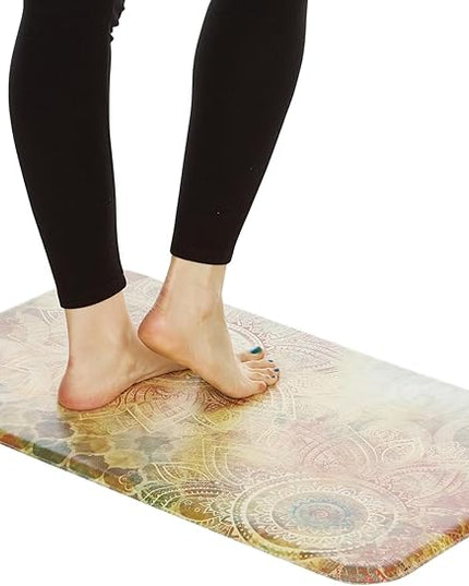 J&V TEXTILES Anti Fatigue Cushioned Comfort Mat, Ergonomically Durable, Supportive, Padded, Thick and Washable, Stain-Resistant, Kitchen, Garage, Office Standing Desk Mats (Boho Study Floral)*