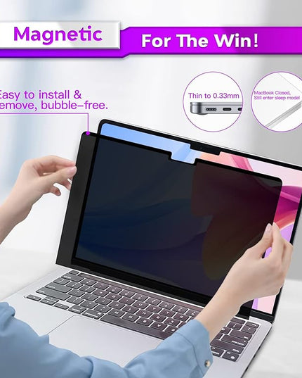 PYS MacBook Air 13.6 Inch Magnetic Privacy Screen for M2 Chip 2022 (A2681) - Removable Anti-Spy Laptop Shield
