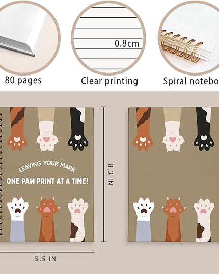 Funny Cat Notebook, Cats Lover Gifts Notebooks for Note Taking, Cat Mom Lady Gifts for Women Journal, Leaving Your Mark Cute Kitten Paws Journals for Writing, 5.5x8.3 Inch