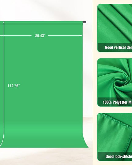 Green Screen Backdrop Kit with Stand, 8x5.3ft Portable GreenScreen Background Stand for Streaming Video and Photography Shoots