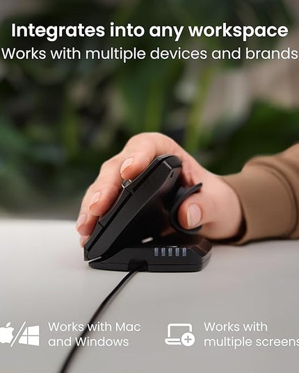 Contour Unimouse Ergonomic Vertical Mouse Adjustable 35°-70° Tilt Angle, 6 Programmable Buttons for Productivity, Customizable Thumb Rest for Wrist Pain Relief | Plug & Play Mac/PC - Wired - Right
