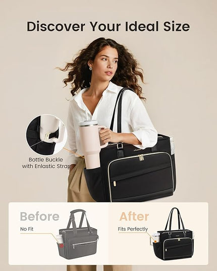 LOVEVOOK Teacher Tote Bag, Laptop Bag for Women with Accordion File Organizer, Nurse Work Bag for Office & Business Supplies
