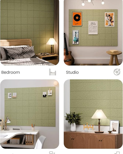 Fluxynara Large Felt Bulletin Board 48" x 36" Cork Board Alternative-12 Pack with 70 Safe Removable Adhesive Tabs, Cork Boards for Walls Cork Board for Home Office Classroom Pin Board (Olive Green)