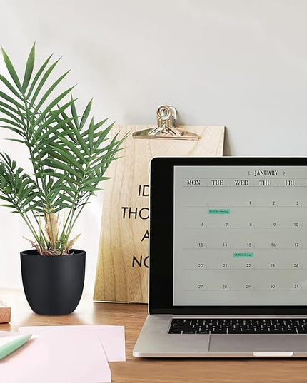 WOODWORD 2 Pack Fake Plant with Pot 16" Desk Plant Artificial Potted Faux Plants for Office Desk Shelf Home Farmhouse Decor (Bamboo Leaf)