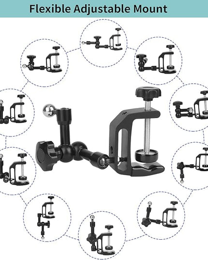 Mippko iPhone Mount for Desk/Table/Rod/Kitchen Cabinet,360°Adjustable Aluminum Alloy Phone Stand,Clip Holder Compatible with 3.5~7.5" iPhone/Nexus/HTC/Huawei/Smartphone