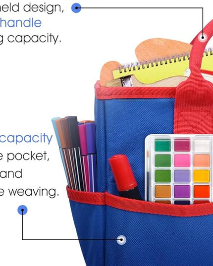 ZKOO Art Organizer Desktop Craft Storage Tote Bag Storage Craft Bag Organizer for Crafts, Sewing, Paper, Art, Canvas, Supplies Storage Organization with Handles for Travel or Daily Use (Blue, Small)