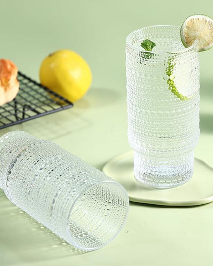 6pcs Hobnail Drinking Glasses Set, 16 oz Vintage Glassware Drinking Glasses, Clear Water Glasses Tumbler, Cups for Kitchen, Juice, Beer, Cocktail, Whiskey