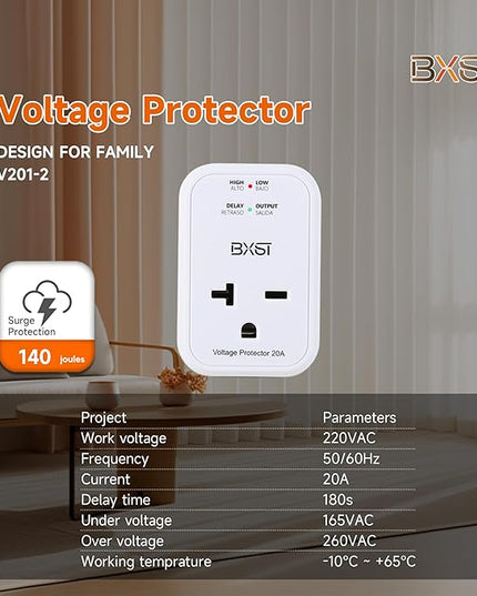BXST Single Outlet Surge Protector for Refrigerator/Air-Conditioner/Smart TV Small Wall Outlet Power Surge Plug in Voltage Protector for Home Appliance 140J 4400W（2 Pack）