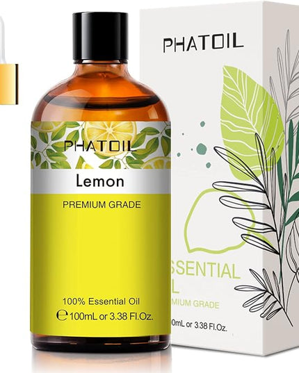 PHATOIL 3.38FL.Oz Lemon Essential Oil, for Aromatherapy Diffusers, Humidifiers, Great for DIY Candle and Soap Making, Gift for Friend