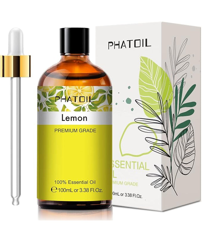 PHATOIL 3.38FL.Oz Lemon Essential Oil, for Aromatherapy Diffusers, Humidifiers, Great for DIY Candle and Soap Making, Gift for Friend