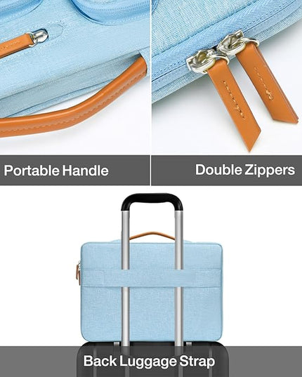 MOSISO 360 Protective Laptop Case 16 inch, 15-15.6 inch Laptop Sleeve Compatible with MacBook Pro 16, HP, Acer, Dell, Lenovo, ASUS, Side Open Carrying Case with 4 Zipper Pockets&Handle, Air Blue