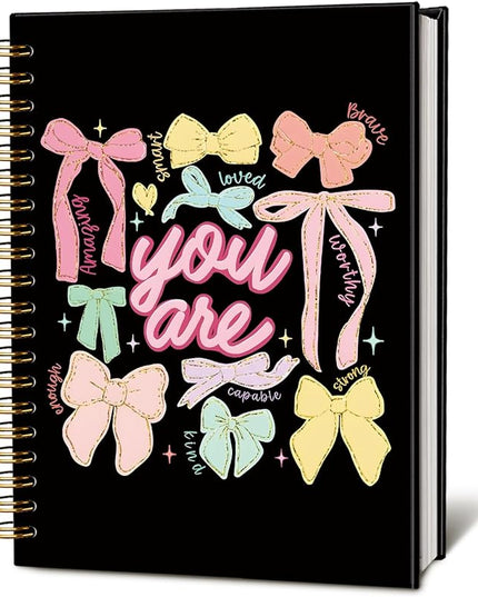 You Are Bow Spiral Notebook Journal -Inspirational Pastel Aesthetic Journal with Positive Words, Gift for Women and Girls, Hardcover Spiral Notebook 80 Sheets -160 Pages 5.5x8.3 Inch