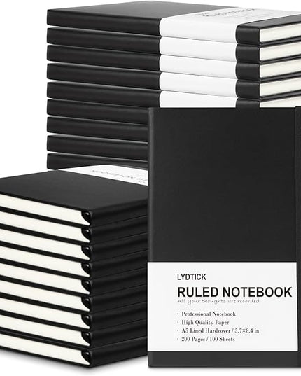 20 Pack Journals for Writing College Ruled Notebooks Journal in Bulk, Hardcover Notebooks (200Pages) for Note Talking, Lined Bullet Journals for Home School Office, 5.7"x8.4", Black