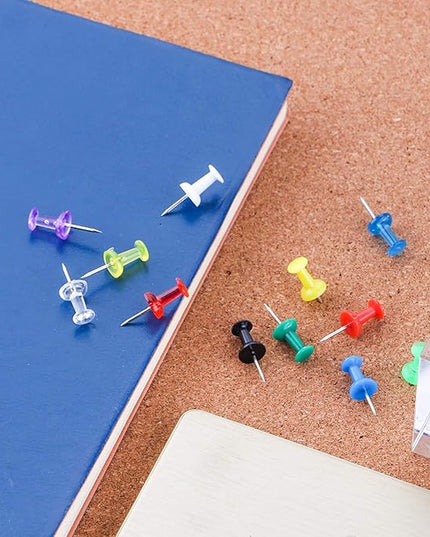 Yalis Push Pins 600 Count Clear Multicolored, Standard Thumb Tacks Steel Point and Clear Multi-Colors Plastic Head
