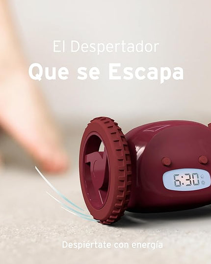 CLOCKY Extra Loud Alarm Clock for Heavy Sleepers on Wheels Rolls Runs Away Vibrating, Easy to Set Super Smart Snooze Digital Bed Shaker Alarm Clock Funny Gift for Adults Kids Teens Bedrooms (Wine)