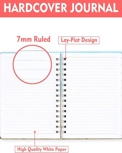 Spiral Journal Notebook for Women, Hardcover A5 College Ruled Notebook, 60 Sheet, Thick Paper, Cute Lined Journal for School, Office & Work, 6 x 8.4 in(Beach)