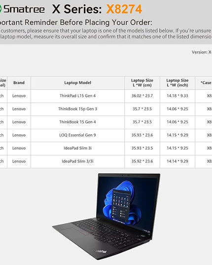Smatree Hard EVA Protective Sleeve Compatible for 15.6inch Lenovo ThinkPad L15 Gen 4, for ThinkBook 15p/15 Gen 3/4, IdeaPad 3i/3/5/5i/Slim 3i/Slim 3, Lenovo V15/LOQ Essential Gen9 Case, White (X8274W)