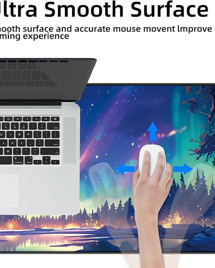 Galdas Gaming Mouse Pad XXL XL Large Long Extended Big Mousepad Non-Slip Rubber Keyboard Mouse Pad with Stitched Edges for Laptop Home Office (31.5x11.8x0.08 Inch) … (Aurora)