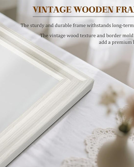 White Board for Wall, 24'' x 18'' Magnetic Dry Erase Board, Decorative Whiteboard with White Vintage Wooden Frame, Hanging Writing Board for Home Office School Dorm