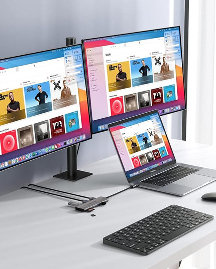USB C Docking Station Dual Monitor, 10 in 1 USB C Hub with 2 HDMI Ports, PD Charging, SD/TF, 5 USB C/A Ports, Dual HDMI Adapter for Dell XPS/HP/Lenovo/Surface
