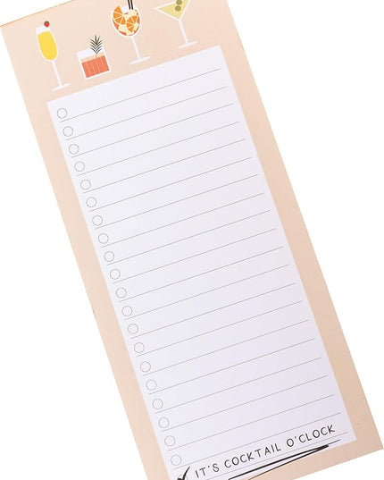 Graphique Cocktail o’clock Magnetic Notepad, 100 Tear-Away Sheets for Grocery, Shopping & To-Do Lists, Writing Pad for Fridge, Kitchen, Office