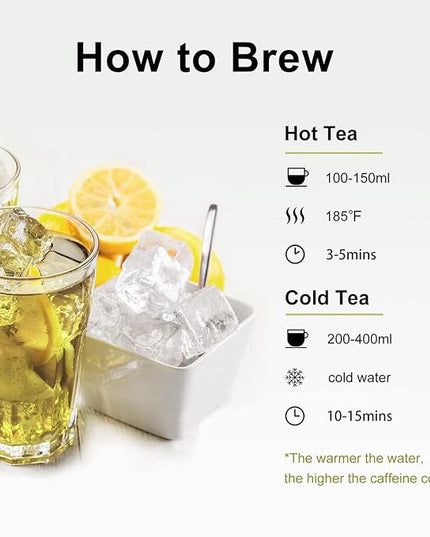 RIANTEA Organic Prevernal Sencha Green Tea Bags - Low Caffeine, Cold & Hot Brew, Premium Quality from Award-Winning Plantation, Non-GMO, Biodegradable, Unsweetened, 100% Natural